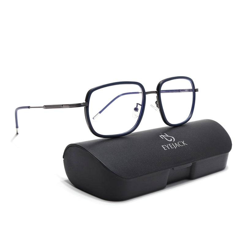 Eyejack Blue & Grey Square Eyeglasses for Men & Women (2501FCL1539-C2)