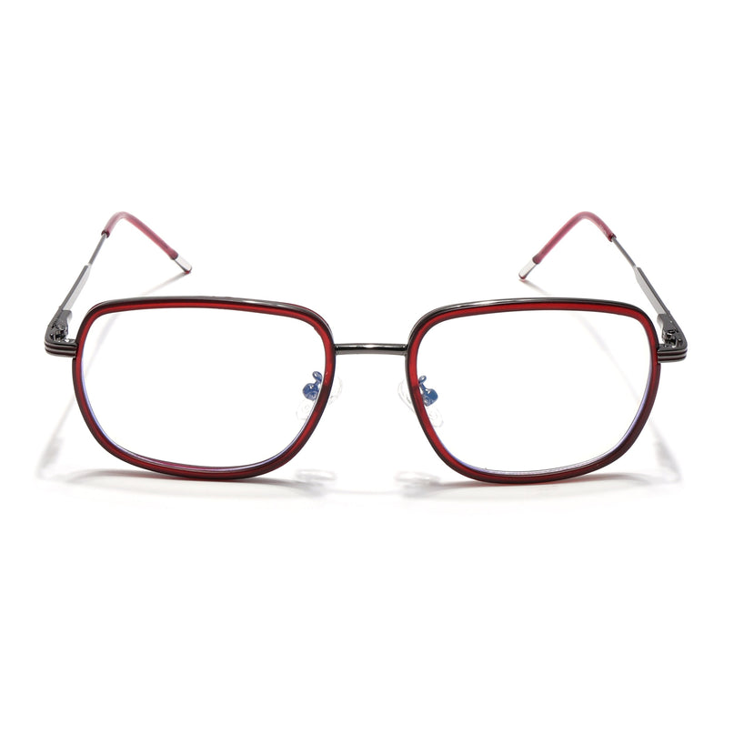 Eyejack Red & Grey Square Eyeglasses for Men & Women (2501FCL1540-C3)