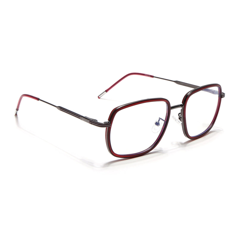 Eyejack Red & Grey Square Eyeglasses for Men & Women (2501FCL1540-C3)