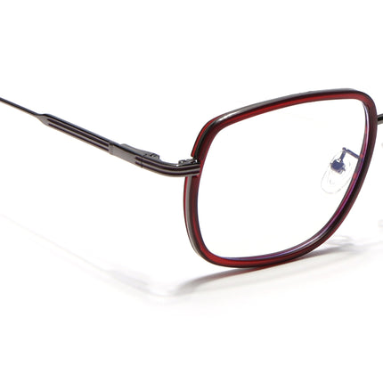 Eyejack Red & Grey Square Eyeglasses for Men & Women (2501FCL1540-C3)