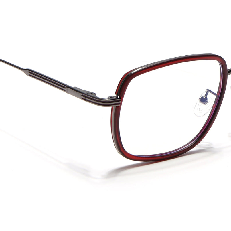 Eyejack Red & Grey Square Eyeglasses for Men & Women (2501FCL1540-C3)