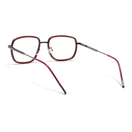Eyejack Red & Grey Square Eyeglasses for Men & Women (2501FCL1540-C3)