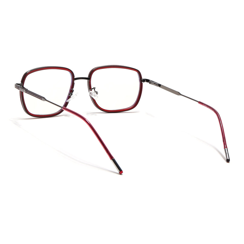 Eyejack Red & Grey Square Eyeglasses for Men & Women (2501FCL1540-C3)