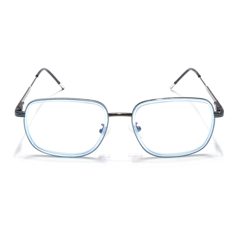 Eyejack Sky Blue & Grey Square Eyeglasses for Men & Women (2501FCL1541-C4)
