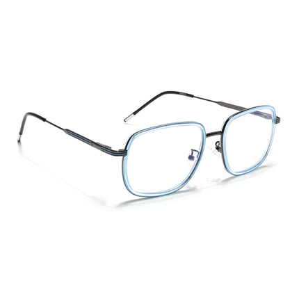 Eyejack Sky Blue & Grey Square Eyeglasses for Men & Women (2501FCL1541-C4)