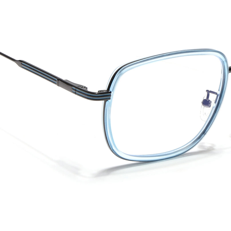 Eyejack Sky Blue & Grey Square Eyeglasses for Men & Women (2501FCL1541-C4)