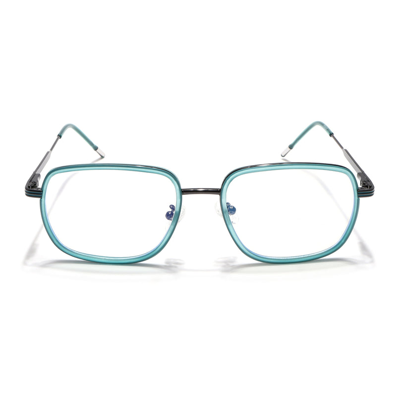 Eyejack Sea Green & Grey Square Eyeglasses for Men & Women (2501FCL1542-C5)