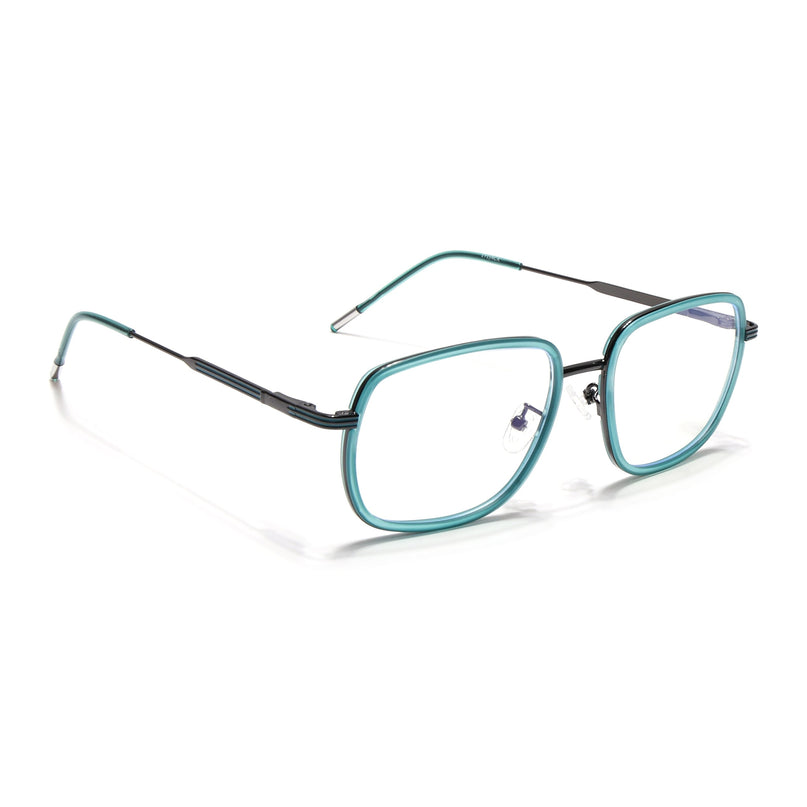 Eyejack Sea Green & Grey Square Eyeglasses for Men & Women (2501FCL1542-C5)