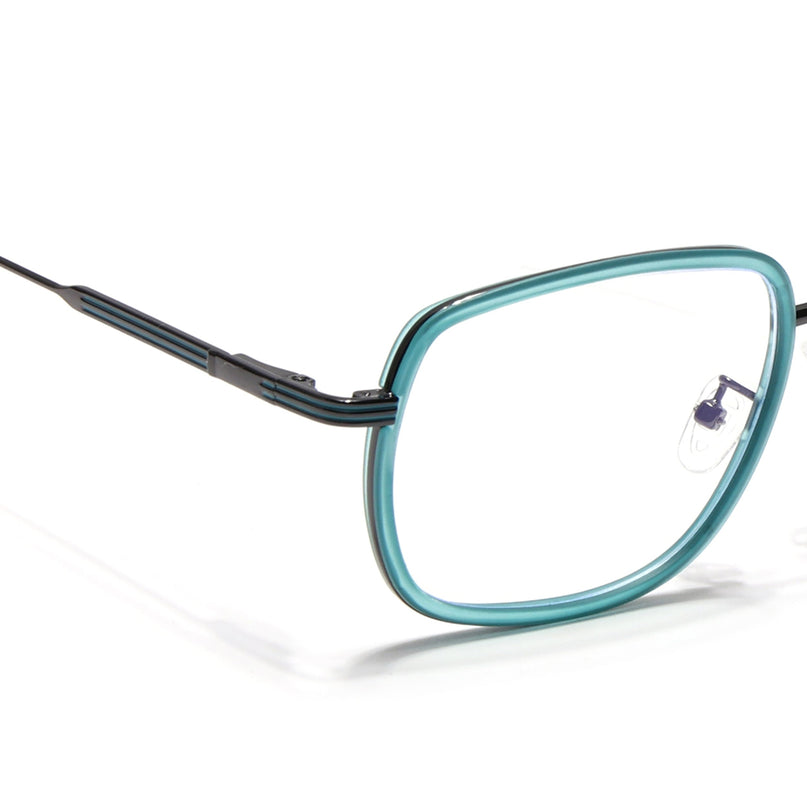 Eyejack Sea Green & Grey Square Eyeglasses for Men & Women (2501FCL1542-C5)