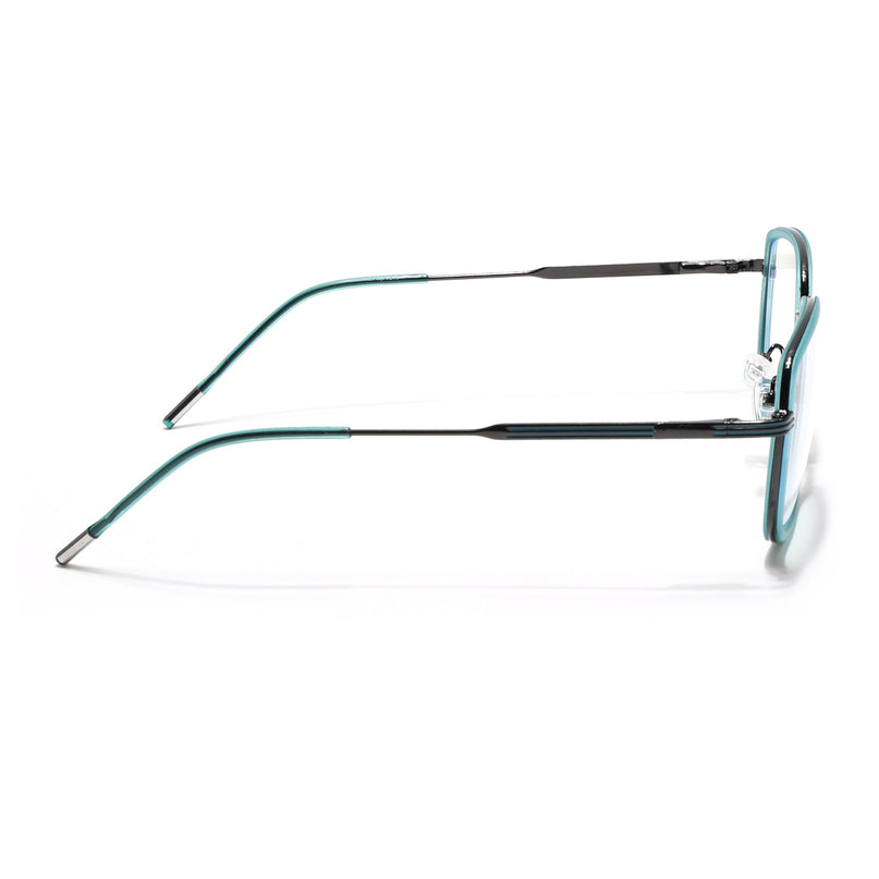 Eyejack Sea Green & Grey Square Eyeglasses for Men & Women (2501FCL1542-C5)