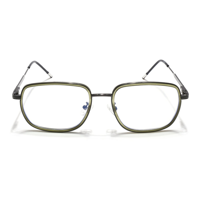 Eyejack Green & Grey Square Eyeglasses for Men & Women (2501FCL1543-C6)