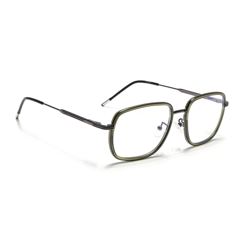 Eyejack Green & Grey Square Eyeglasses for Men & Women (2501FCL1543-C6)