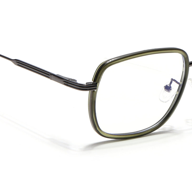 Eyejack Green & Grey Square Eyeglasses for Men & Women (2501FCL1543-C6)