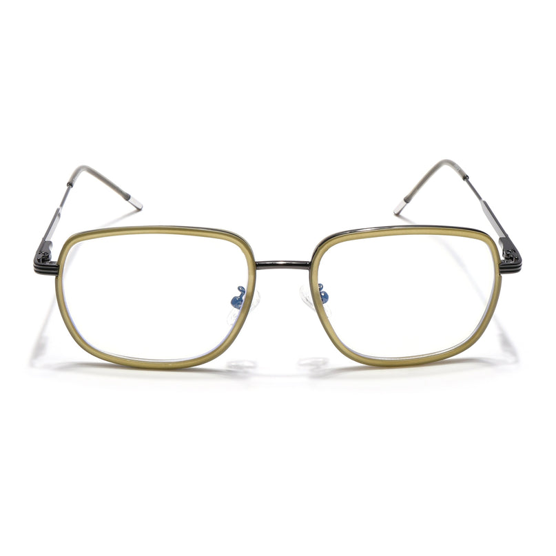 Eyejack Light Green & Grey Square Eyeglasses for Men & Women (2501FCL1544-C7)