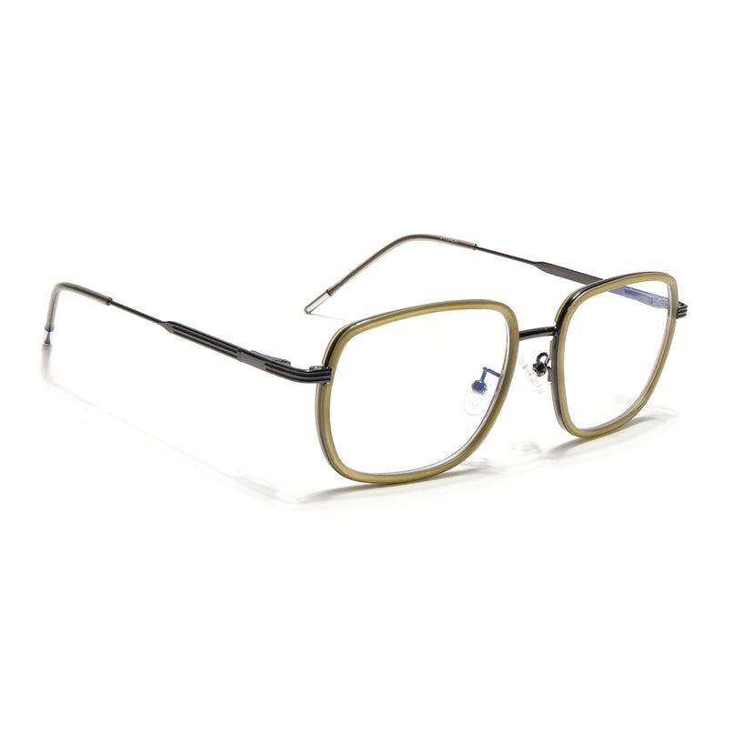 Eyejack Light Green & Grey Square Eyeglasses for Men & Women (2501FCL1544-C7)