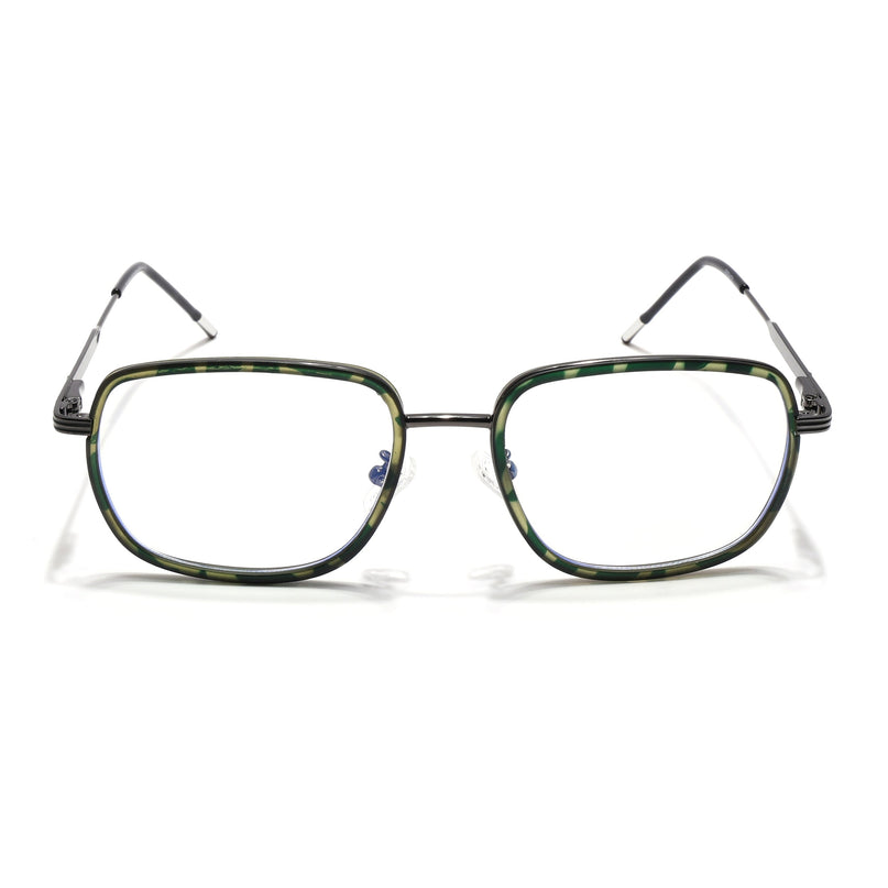Eyejack Olive & Grey Square Eyeglasses for Men & Women (2501FCL1545-C8)