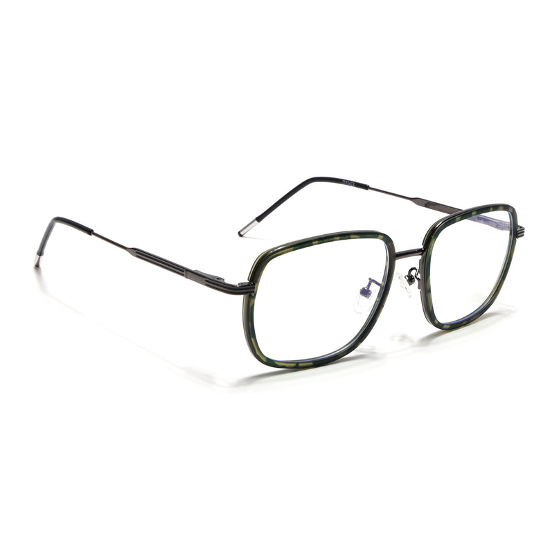 Eyejack Olive & Grey Square Eyeglasses for Men & Women (2501FCL1545-C8)