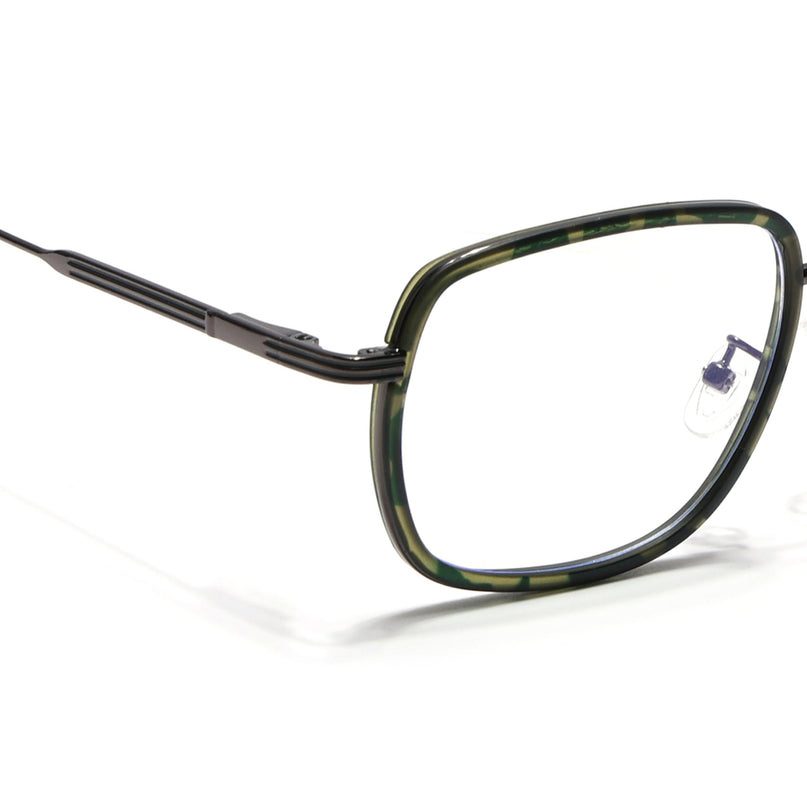 Eyejack Olive & Grey Square Eyeglasses for Men & Women (2501FCL1545-C8)