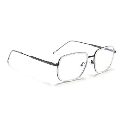 Eyejack Transparent & Grey Square Eyeglasses for Men & Women (2501FCL1546-C9)