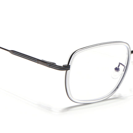 Eyejack Transparent & Grey Square Eyeglasses for Men & Women (2501FCL1546-C9)