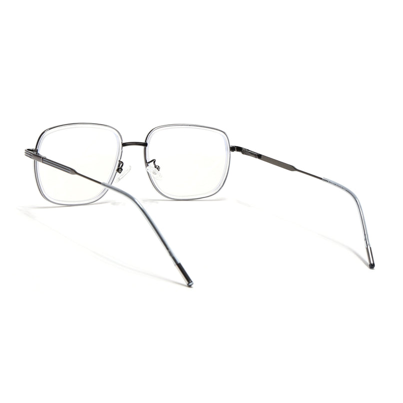Eyejack Transparent & Grey Square Eyeglasses for Men & Women (2501FCL1546-C9)