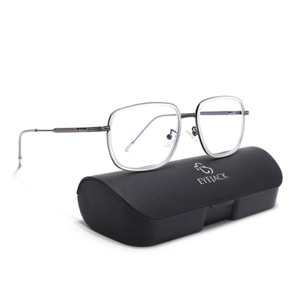 Eyejack Transparent & Grey Square Eyeglasses for Men & Women (2501FCL1546-C9)