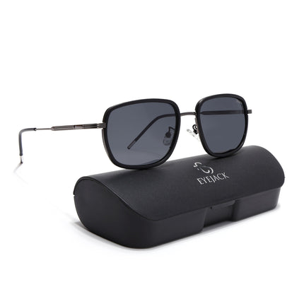 Eyejack Black & Grey Square Polarized Sunglasses for Men & Women (2501PCL1461)
