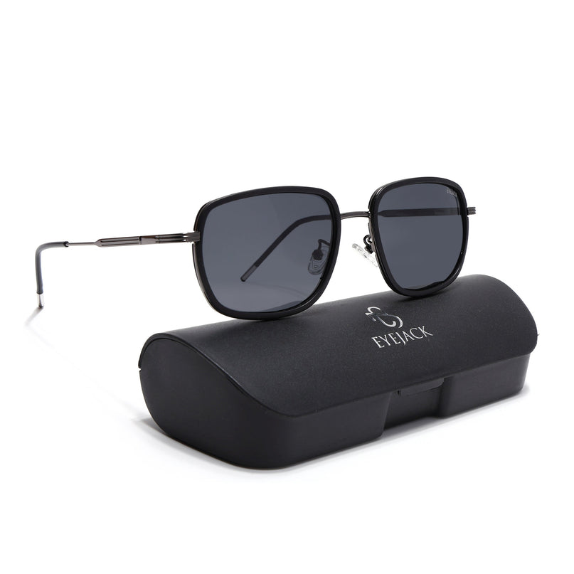 Eyejack Black & Grey Square Polarized Sunglasses for Men & Women (2501PCL1461)