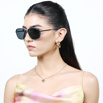Eyejack Blue & Grey Square Polarized Sunglasses for Men & Women (2501PCL1462)