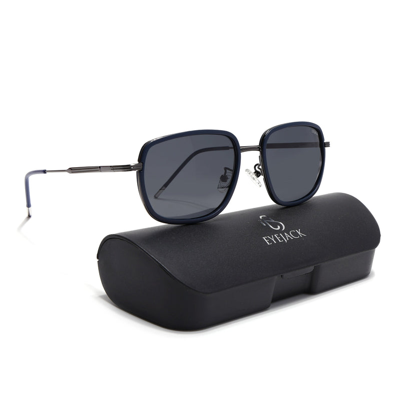 Eyejack Blue & Grey Square Polarized Sunglasses for Men & Women (2501PCL1462)