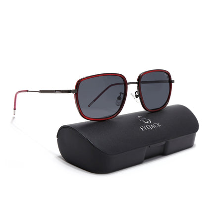 Eyejack Red & Grey Square Polarized Sunglasses for Men & Women (2501PCL1463)