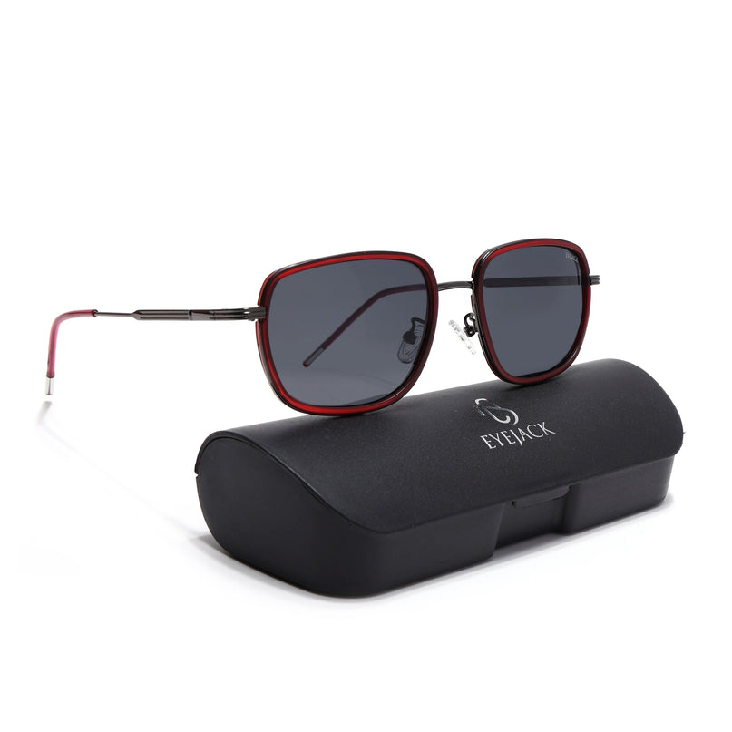 Eyejack Red & Grey Square Polarized Sunglasses for Men & Women (2501PCL1463)