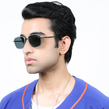 Eyejack Sky Blue & Grey Square Polarized Sunglasses for Men & Women (2501PCL1464)