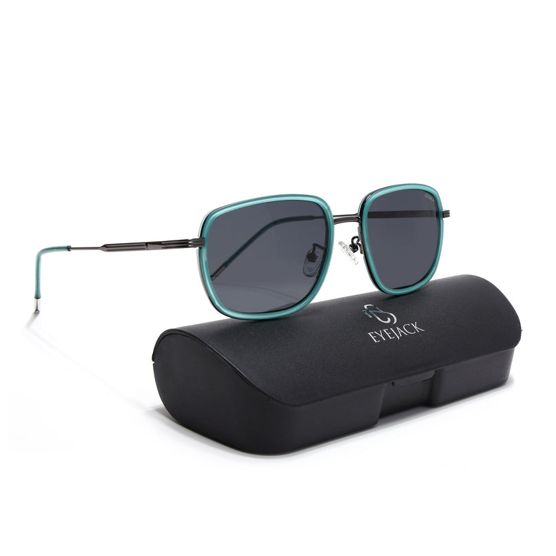 Eyejack Sea Green & Grey Square Polarized Sunglasses for Men & Women (2501PCL1465)