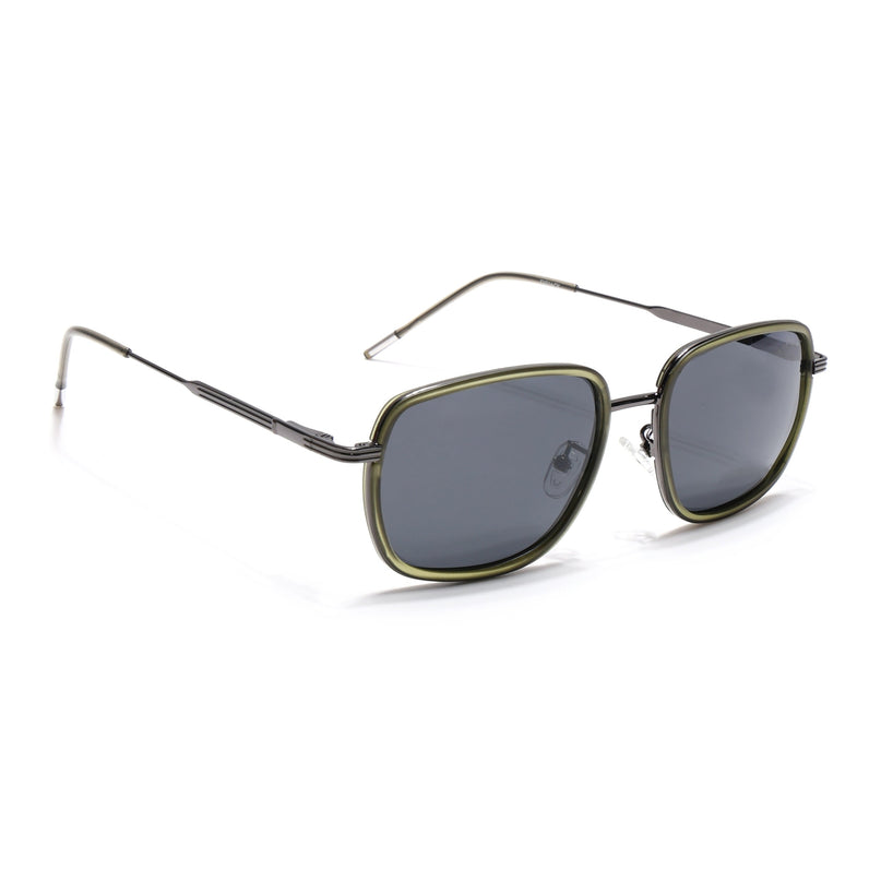 Eyejack Green & Grey Square Polarized Sunglasses for Men & Women (2501PCL1466)
