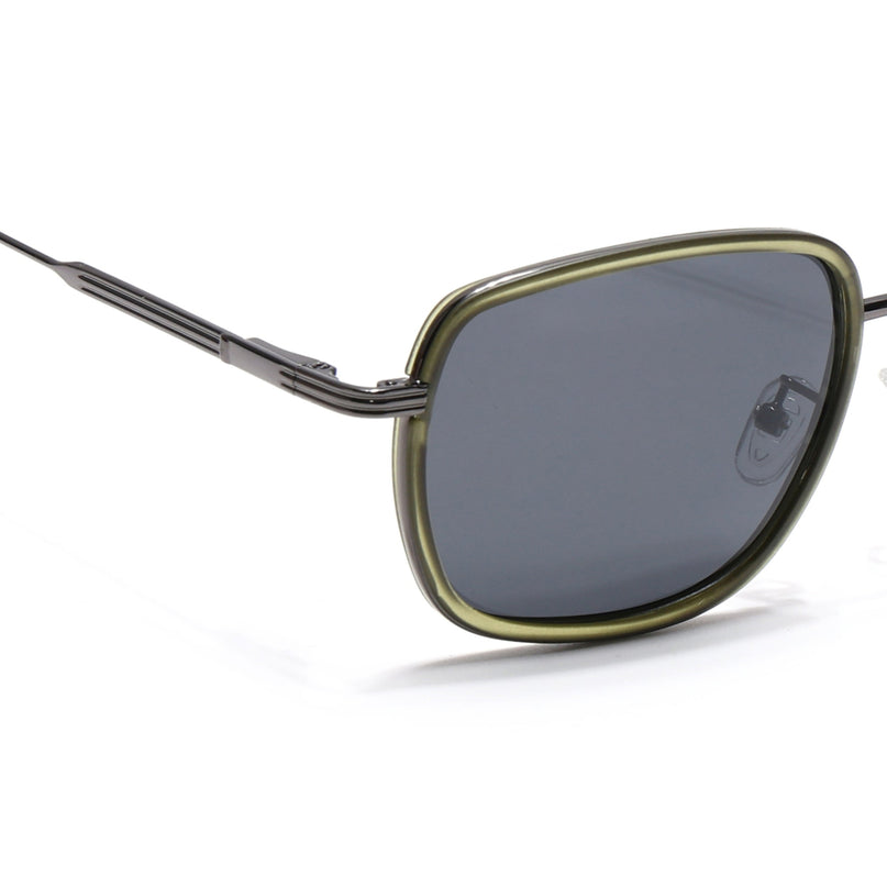 Eyejack Green & Grey Square Polarized Sunglasses for Men & Women (2501PCL1466)