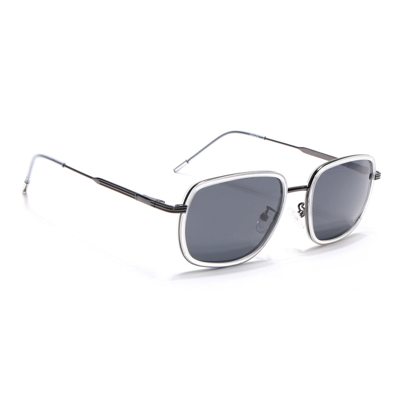 Eyejack Transparent & Grey Square Polarized Sunglasses for Men & Women (2501PCL1469)