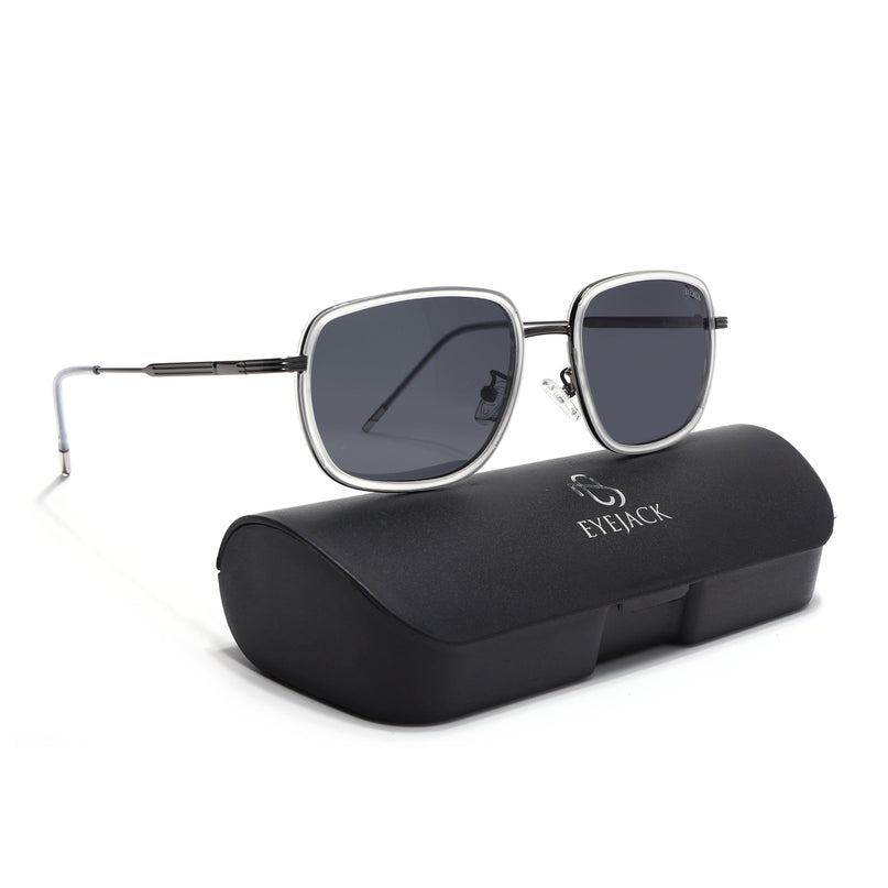 Eyejack Transparent & Grey Square Polarized Sunglasses for Men & Women (2501PCL1469)