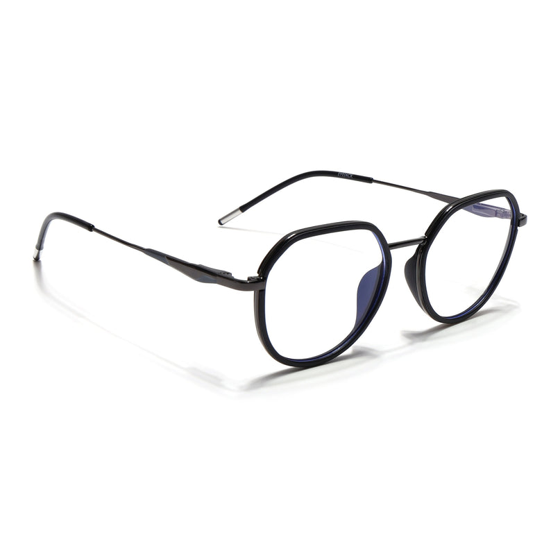 Eyejack Black & Grey Round Eyeglasses for Men & Women (2502FCL1547-C1)