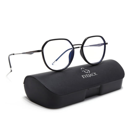 Eyejack Black & Grey Round Eyeglasses for Men & Women (2502FCL1547-C1)