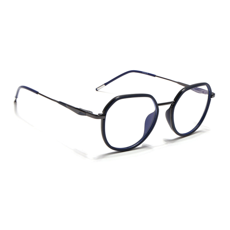 Eyejack Blue & Grey Round Eyeglasses for Men & Women (2502FCL1548-C2)