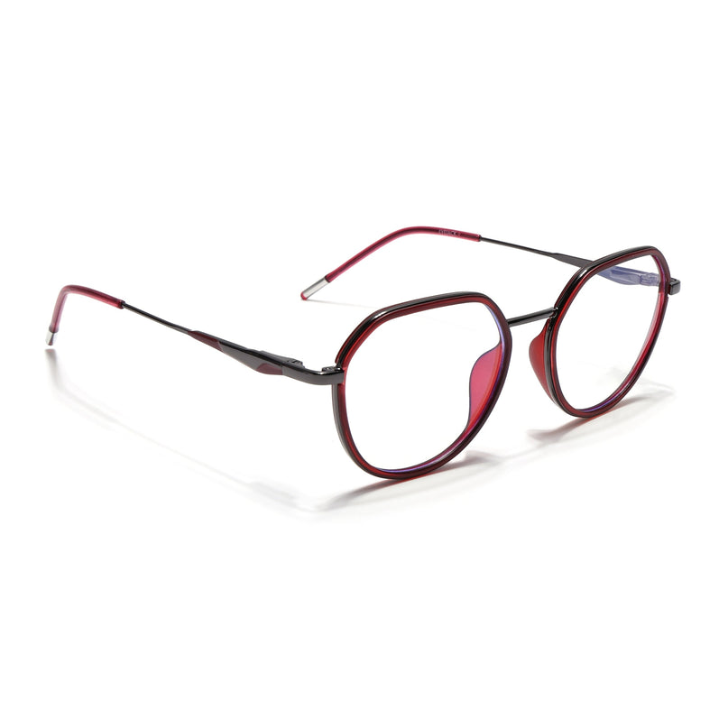 Eyejack Red & Grey Round Eyeglasses for Men & Women (2502FCL1549-C3)