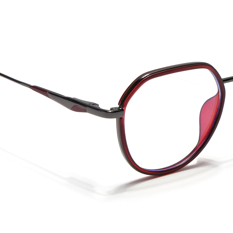 Eyejack Red & Grey Round Eyeglasses for Men & Women (2502FCL1549-C3)