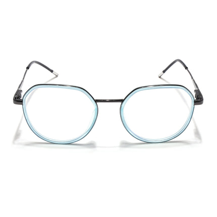 Eyejack Sky Blue & Grey Round Eyeglasses for Men & Women (2502FCL1550-C4)