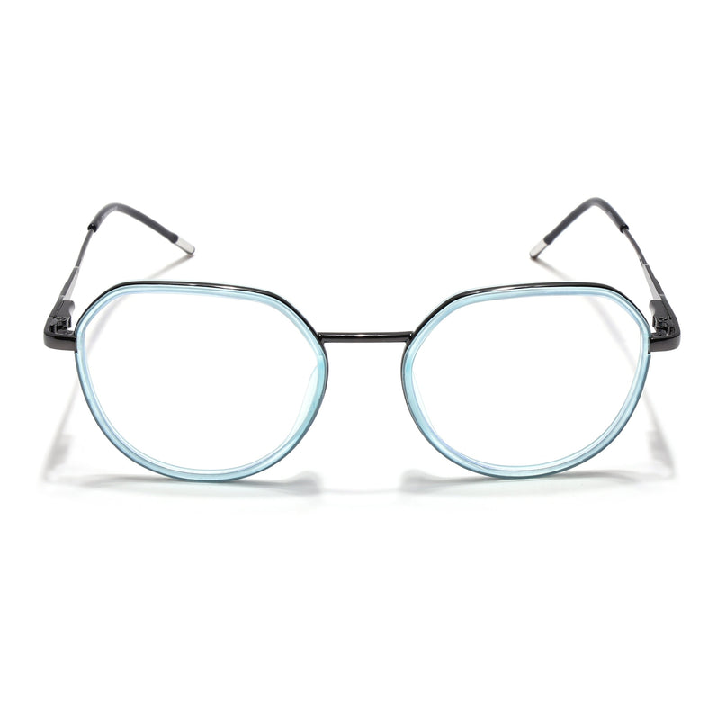 Eyejack Sky Blue & Grey Round Eyeglasses for Men & Women (2502FCL1550-C4)