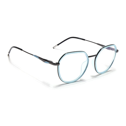 Eyejack Sky Blue & Grey Round Eyeglasses for Men & Women (2502FCL1550-C4)