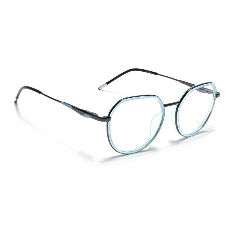 Eyejack Sky Blue & Grey Round Eyeglasses for Men & Women (2502FCL1550-C4)