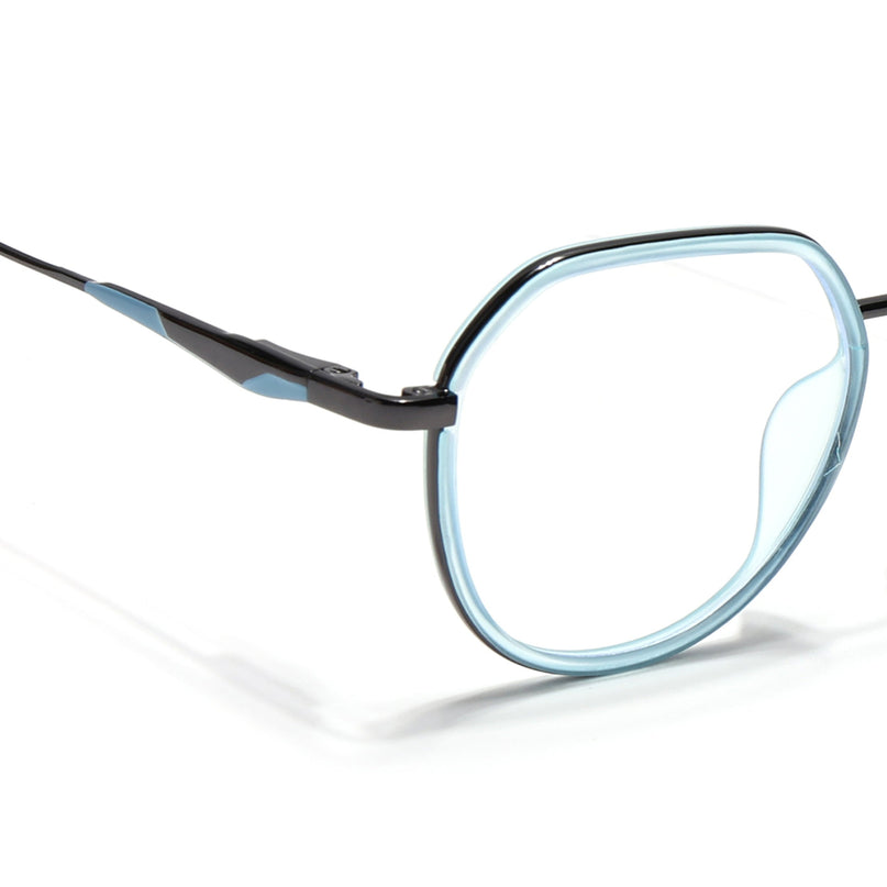 Eyejack Sky Blue & Grey Round Eyeglasses for Men & Women (2502FCL1550-C4)