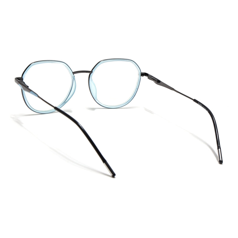 Eyejack Sky Blue & Grey Round Eyeglasses for Men & Women (2502FCL1550-C4)