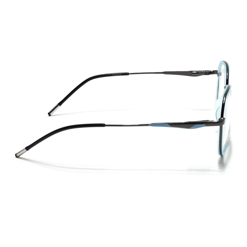 Eyejack Sky Blue & Grey Round Eyeglasses for Men & Women (2502FCL1550-C4)